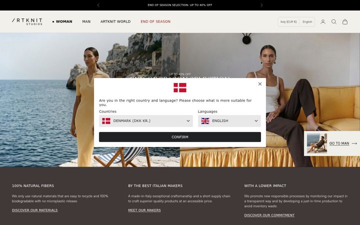 Screenshot of artknit-studios.com