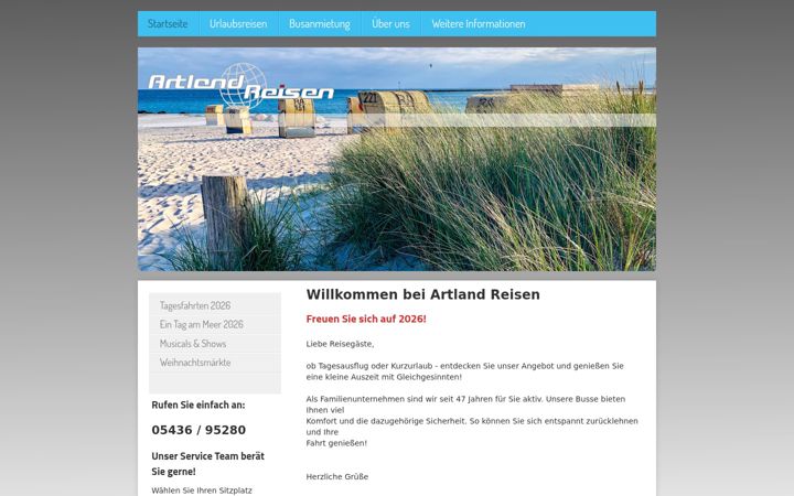 Captura de pantalla de artland-reisen.de
