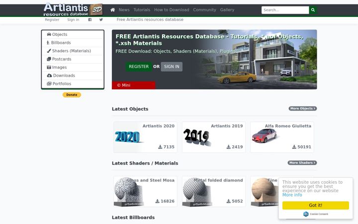 Skjámynd af artlantis3d.com