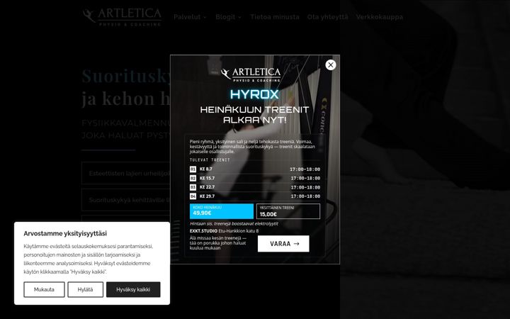 Snímek obrazovky artletica.fi