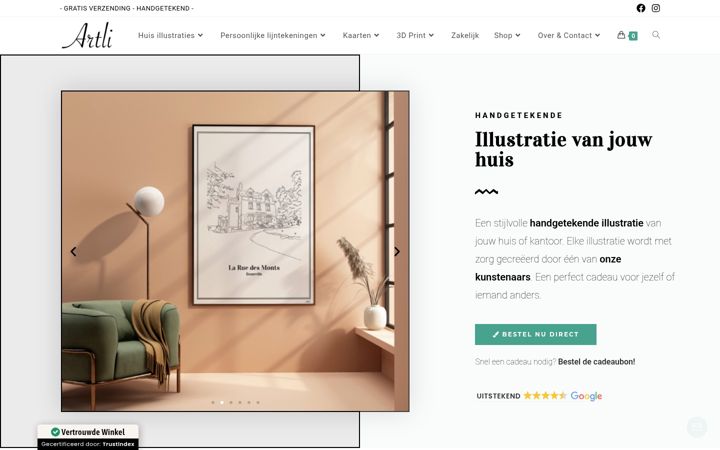Snímek obrazovky artli.nl