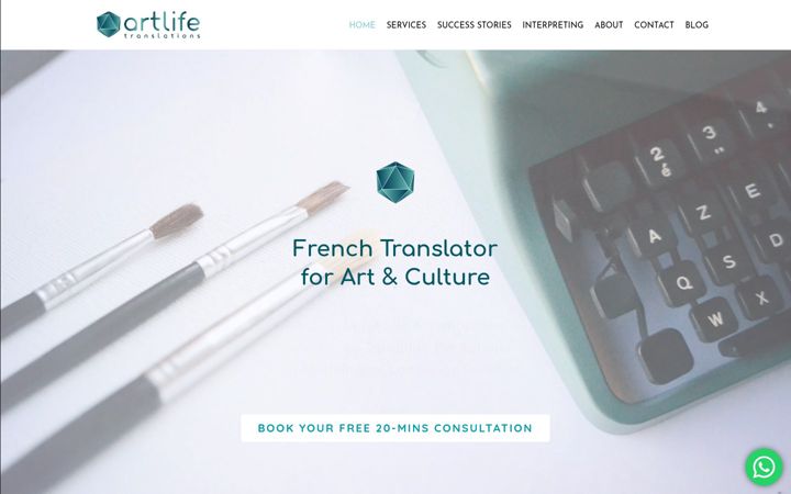 Screenshot von artlifetranslations.com