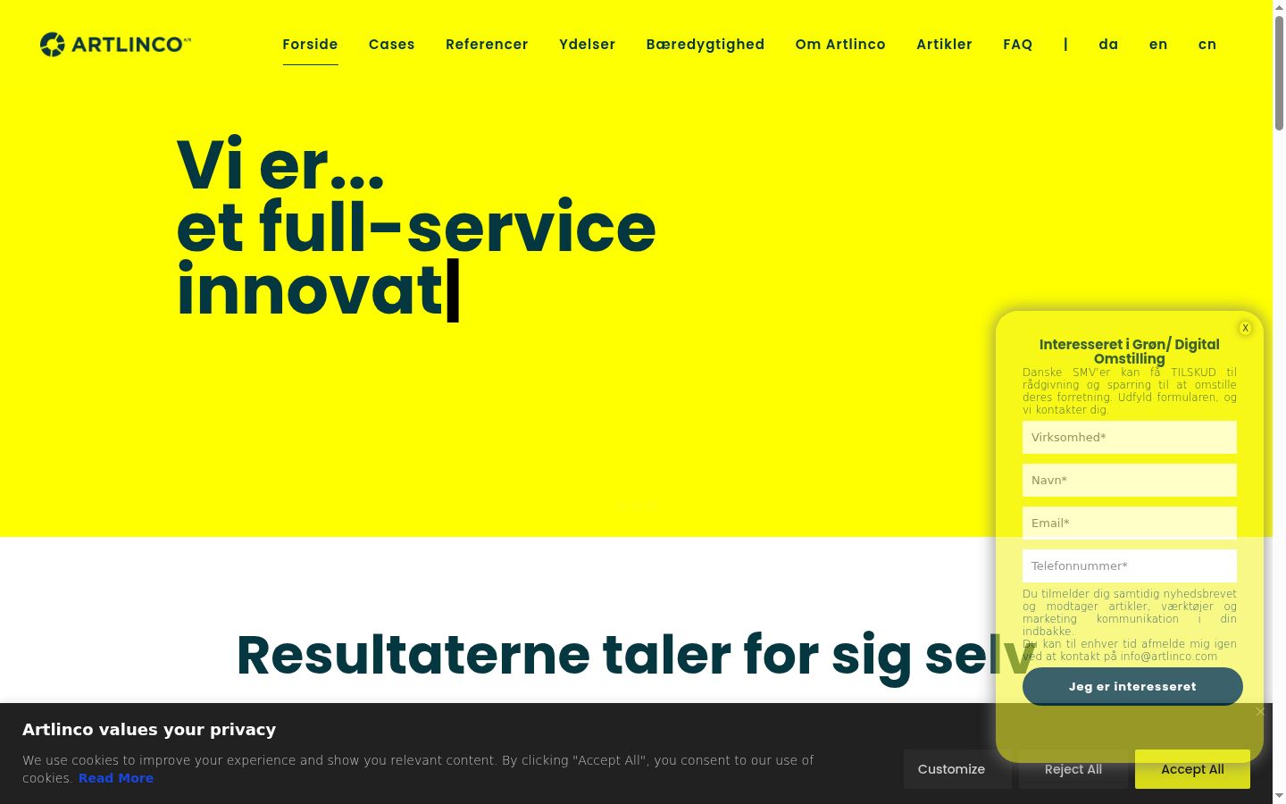 Screenshot of the consent banner shown before any interaction