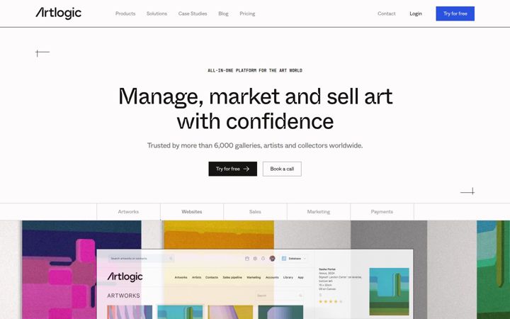 Snímek obrazovky artlogic.net