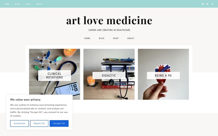 Screenshot of artlovemedicine.com