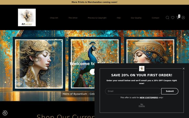 Snímek obrazovky artlumics.com