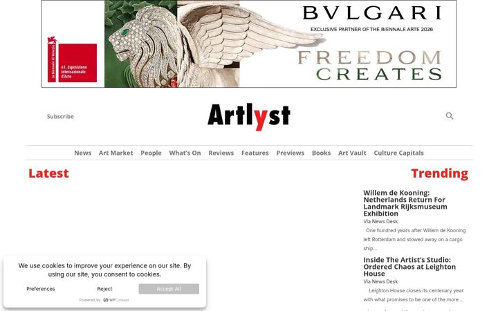 Screenshot von artlyst.com