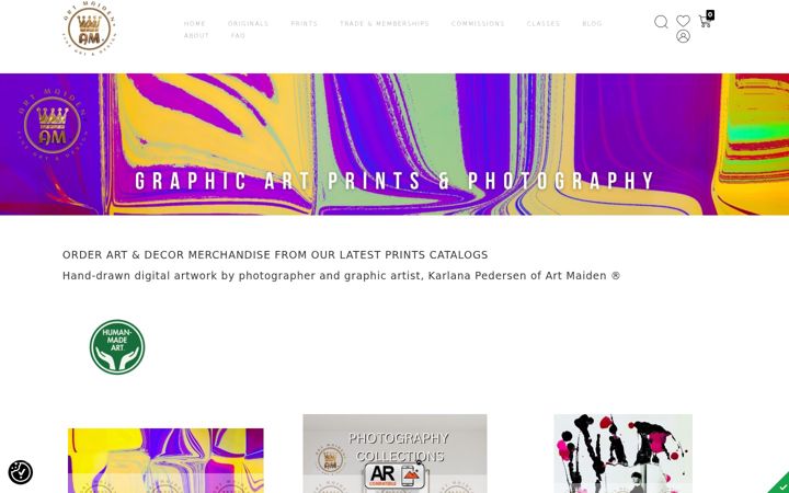 Screenshot of artmaidendesign.com
