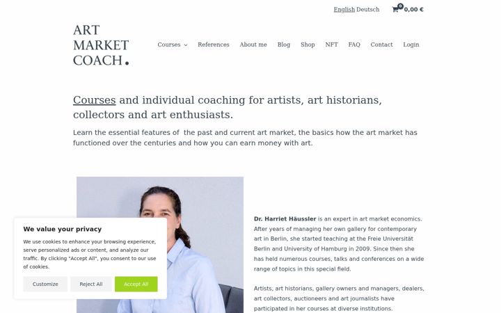 Screenshot of artmarketcoach.com