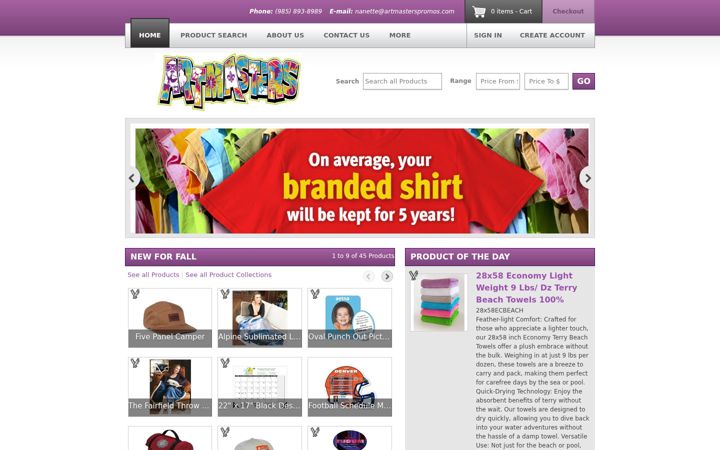 Screenshot of artmasterspromos.com