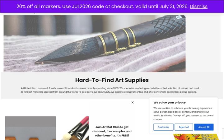 Ekrānuzņēmums no artmaterials.ca
