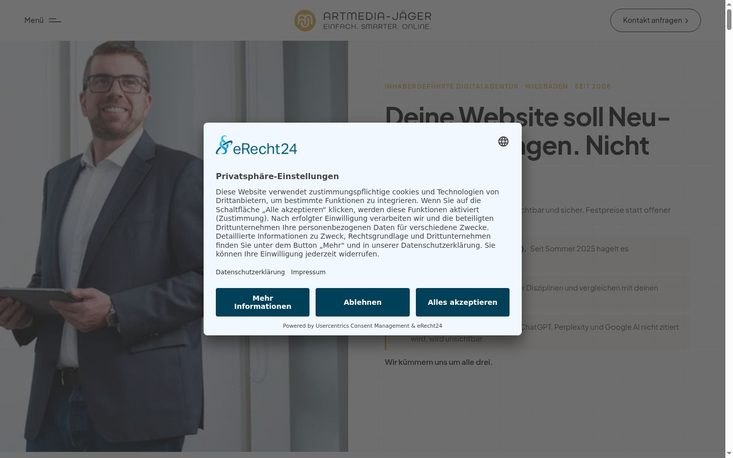Screenshot tal-banner tal-kunsens muri qabel kwalunkwe interazzjoni