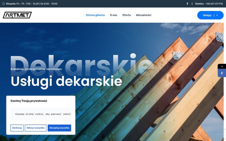 Captură de ecran a artmet-spolka.pl