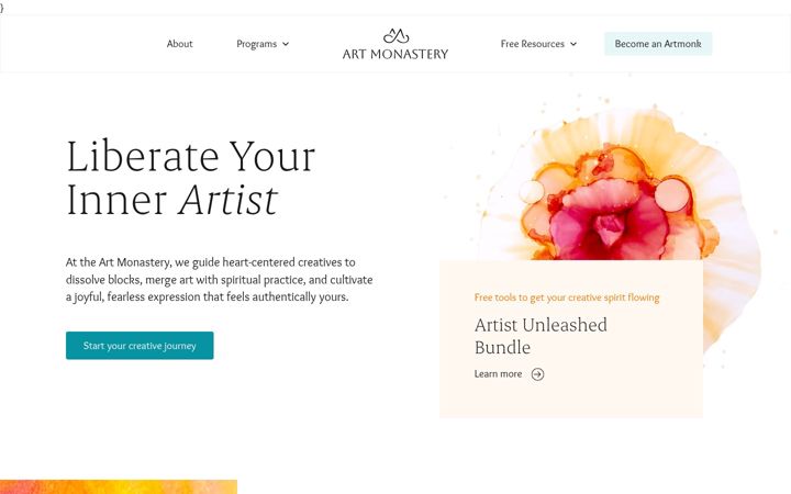 Screenshot of artmonastery.org
