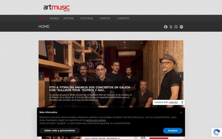 Captura de pantalla de artmusicagency.es