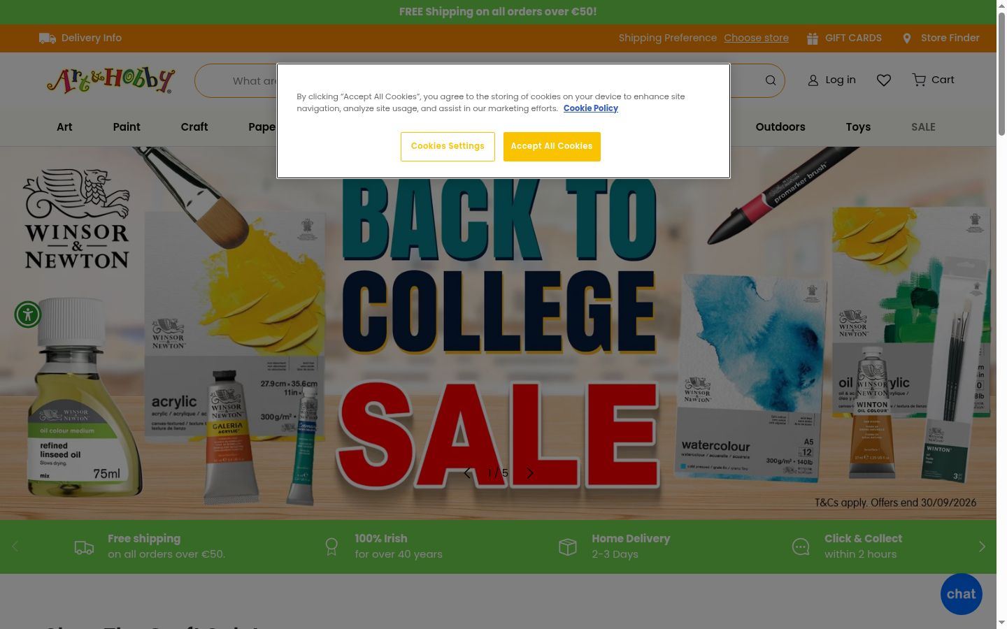 Screenshot del banner di consenso mostrato prima di qualsiasi interazione