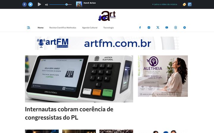 Screenshot of artnoticias.com