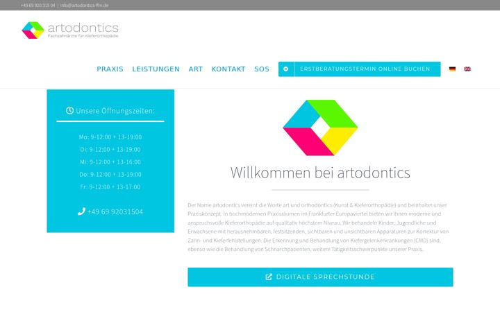 Posnetek zaslona artodontics-ffm.de