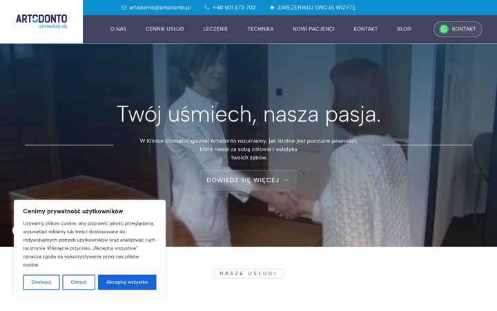 Posnetek zaslona artodonto.pl