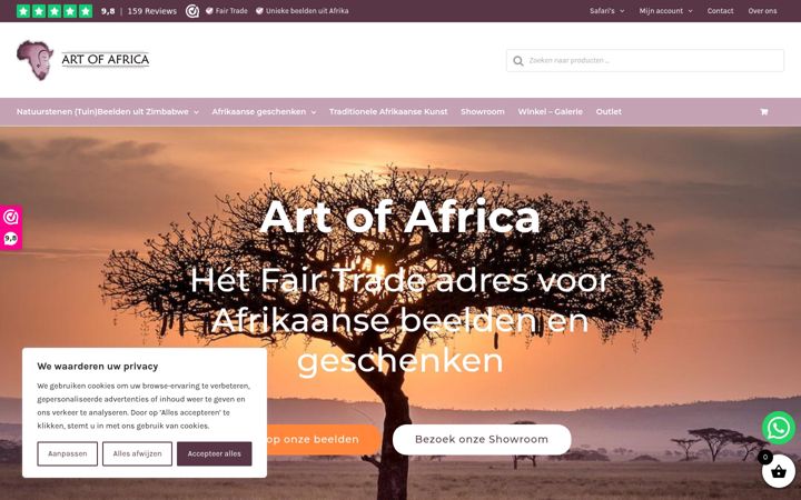 Screenshot of artofafrica.nl