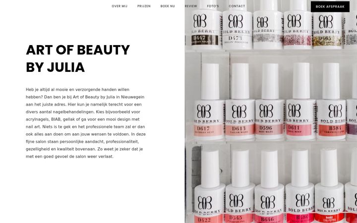 Snimka zaslona za artofbeautybyjulia.nl