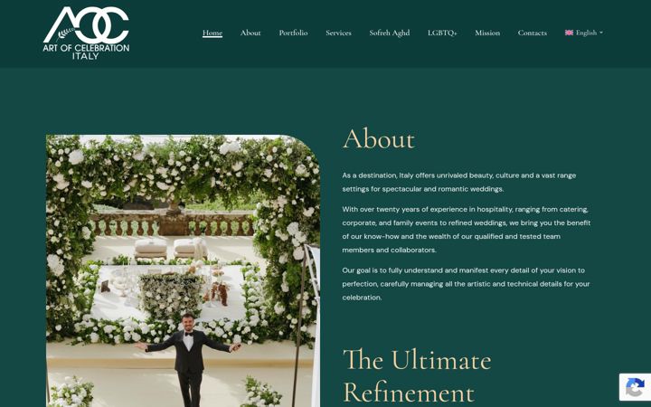 Screenshot of artofcelebrationitaly.com