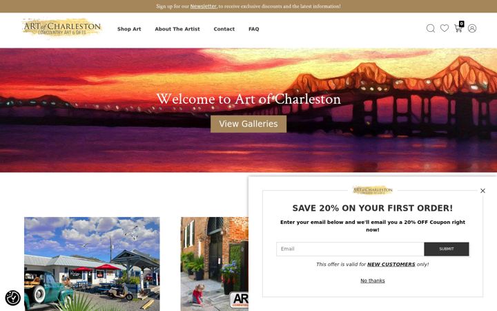 Екранна снимка на artofcharleston.com