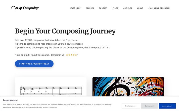 Screenshot of artofcomposing.com