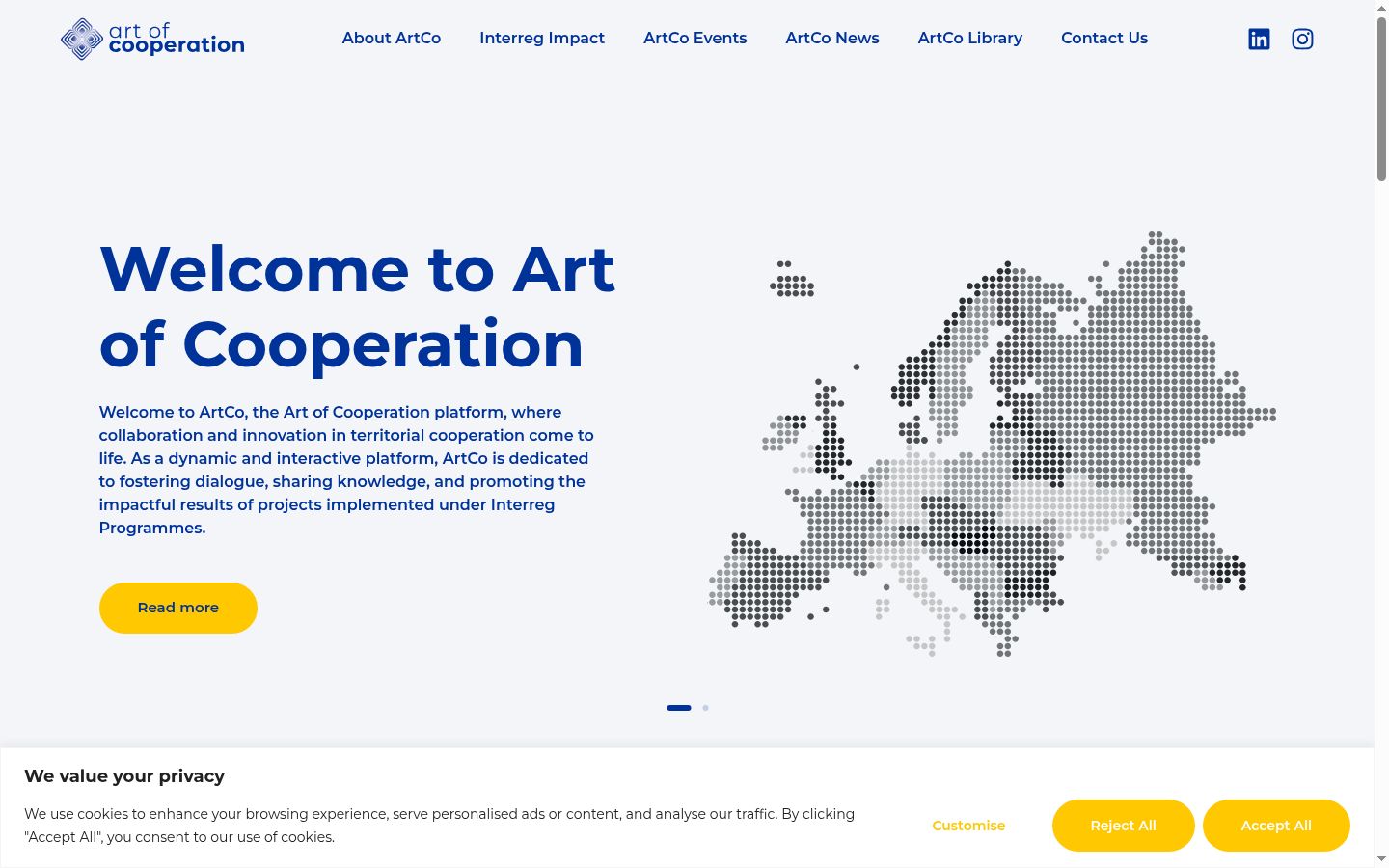 Screenshot of the consent banner shown before any interaction