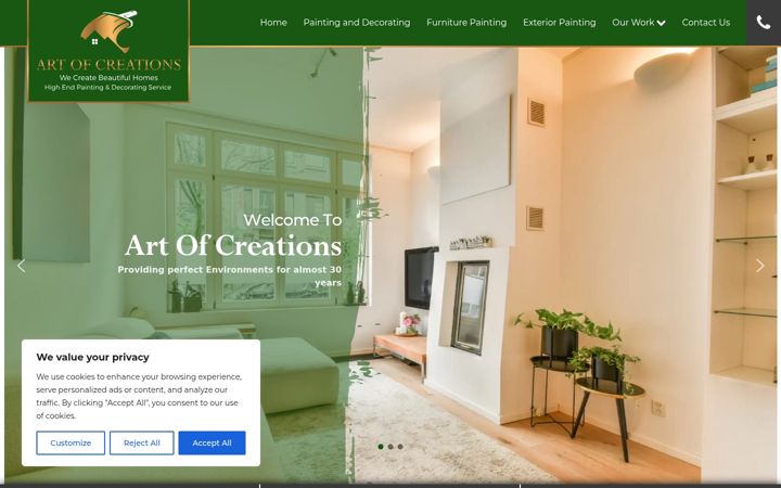 Screenshot of artofcreations.co.uk