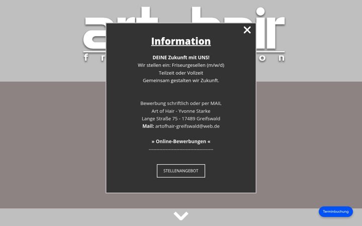 Screenshot of artofhair-greifswald.de