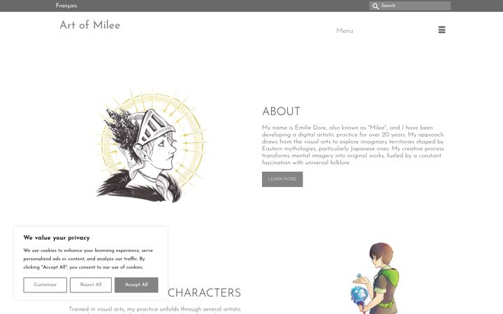 Screenshot of artofmilee.com