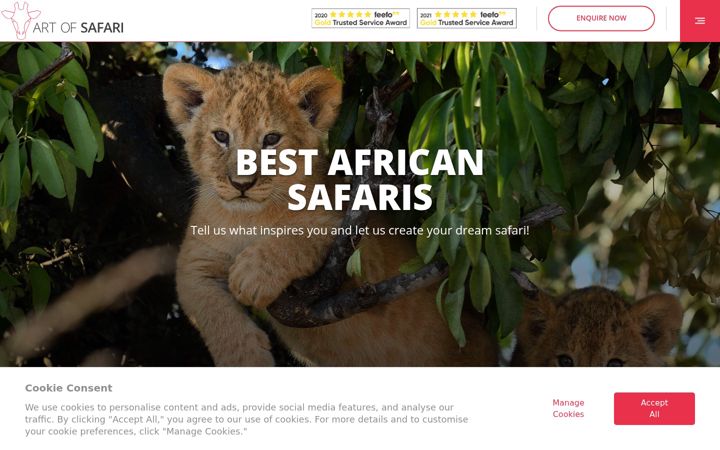 Screenshot of artofsafari.travel