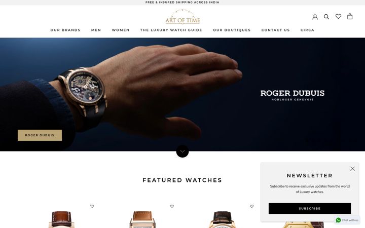 Screenshot of artoftimeindia.com