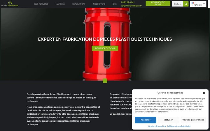 Screenshot of artoisplastiques.fr