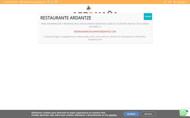Snimka zaslona za artomanatxakolina.eus