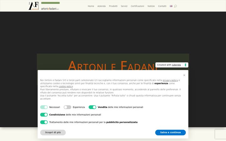Snimka zaslona za artonifadani.it