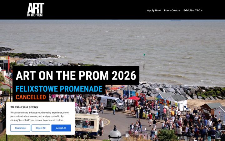Screenshot of artontheprom.uk