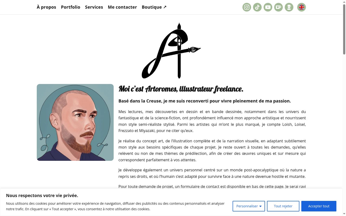 Capture d'écran de la bannière de consentement affichée avant toute interaction
