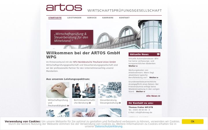 Screenshot of artoswpg.de