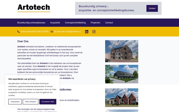 Screenshot of artotech.nl