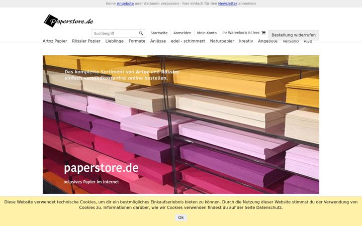 Screenshot of artoz-onlineshop.de