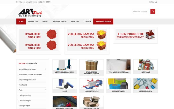 Screenshot van artpack.be