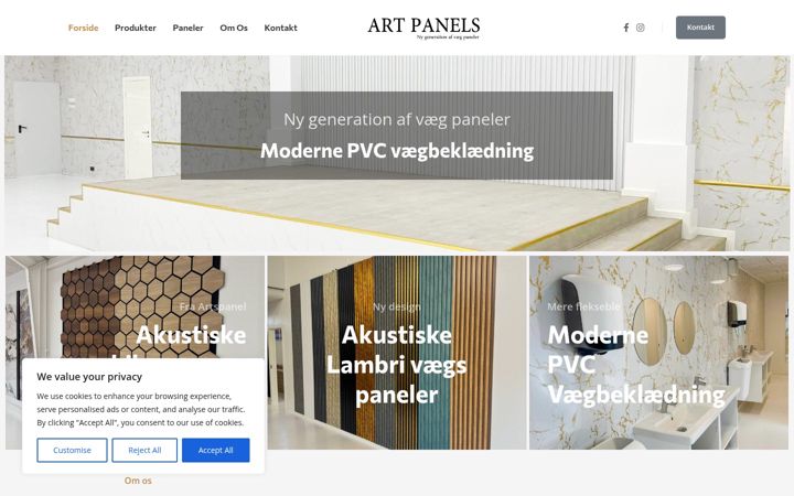 Screenshot van artpanels.dk