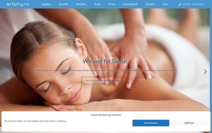 Screenshot of artphysio-wangen.de