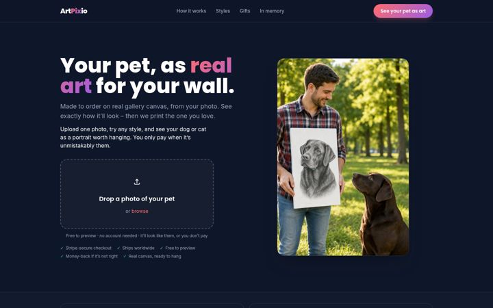 Screenshot of artpixio.com