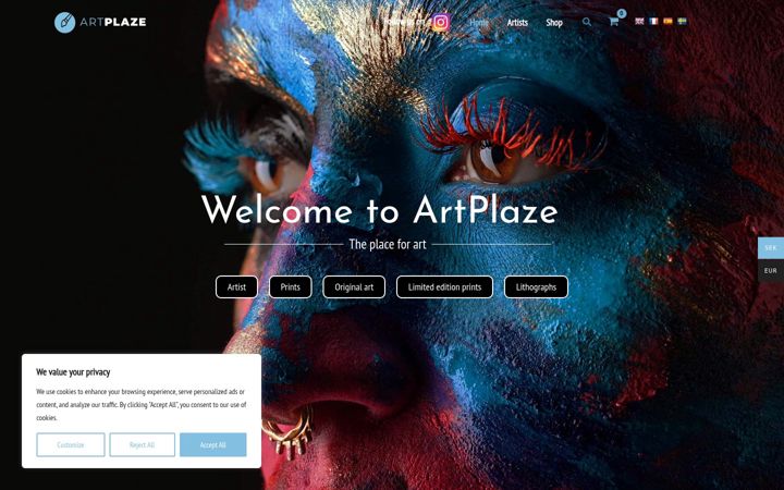 Captura de ecrã de artplaze.com