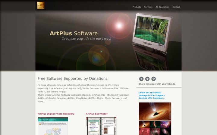 Captura de ecrã de artplussoftware.com