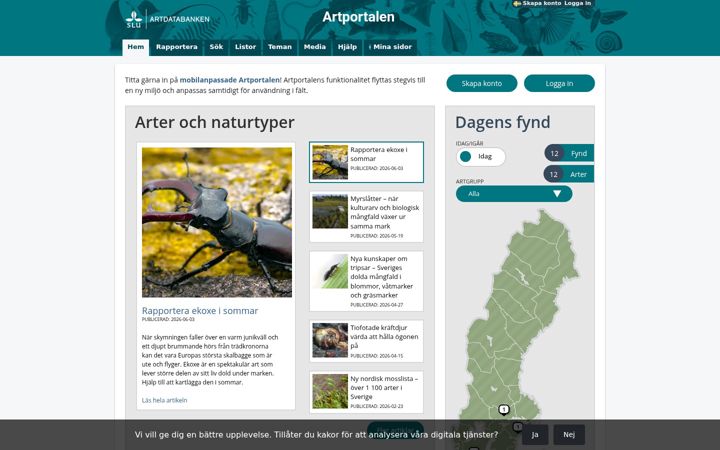 Screenshot of artportalen.se