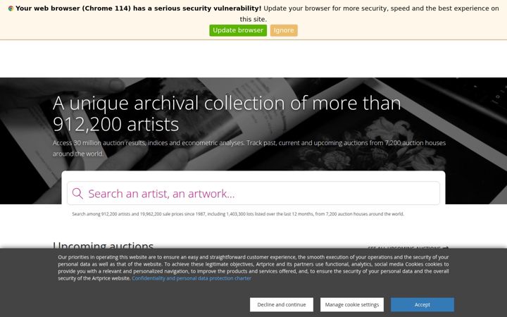 Screenshot of artprice.com